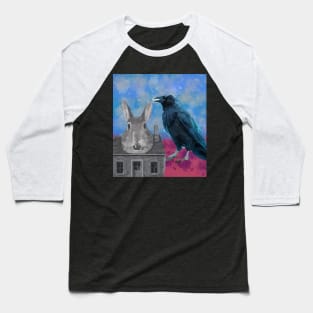 watercolor crow rabbit house Baseball T-Shirt